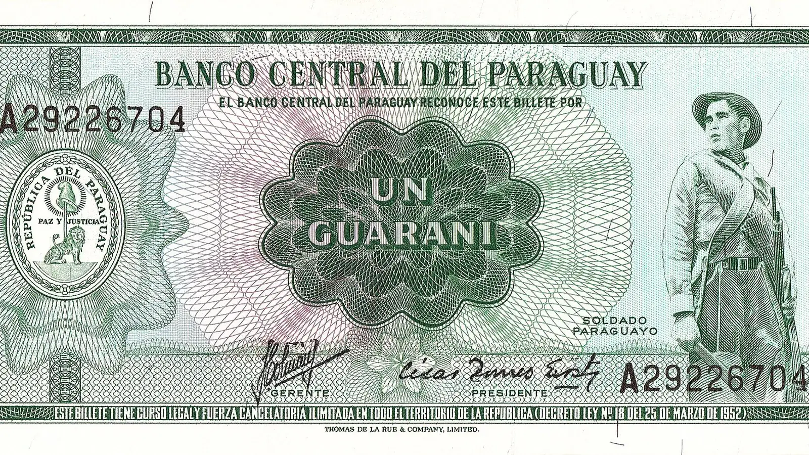 A Paraguayan guaraní banknote